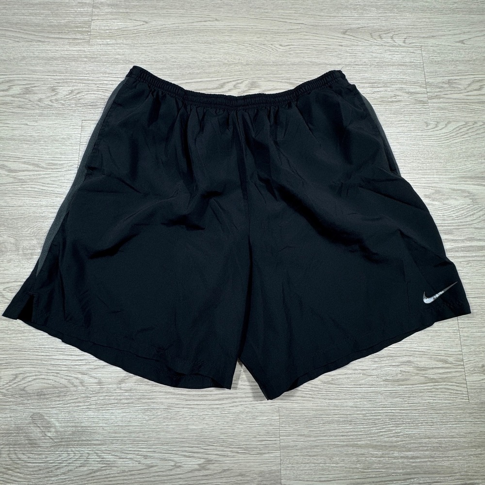 Nike Mens Running Shorts Dri-FIT 644242-010 Black XL Lined Athletic Gym Workout